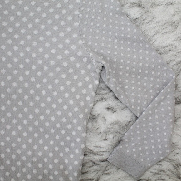 SOLD LOFT Gray Polka Dot Cotton Back Zip Sweater - Picture 6 of 8